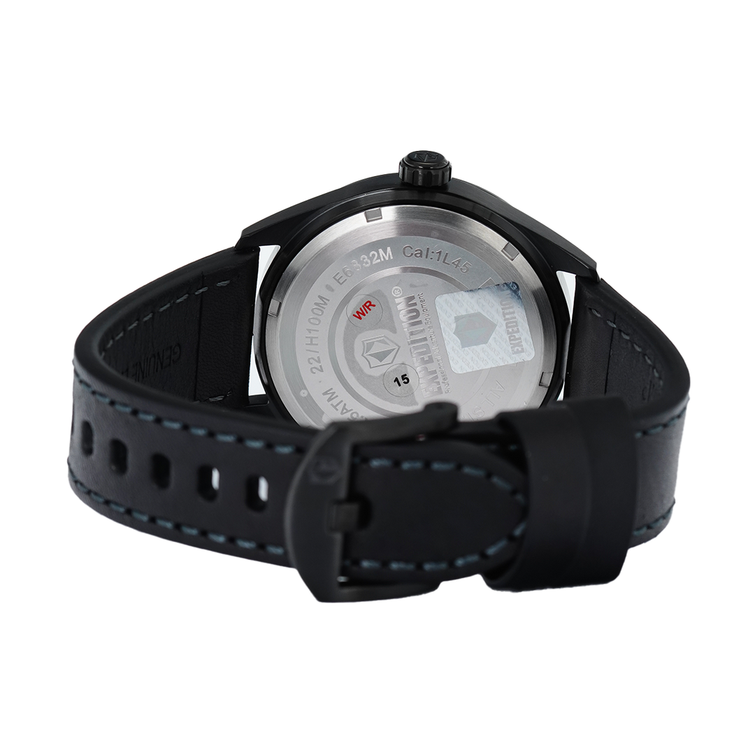 Jam Tangan Expedition Multifunction E 6832 MSLIPGR Men Grey Dial Black Leather Strap