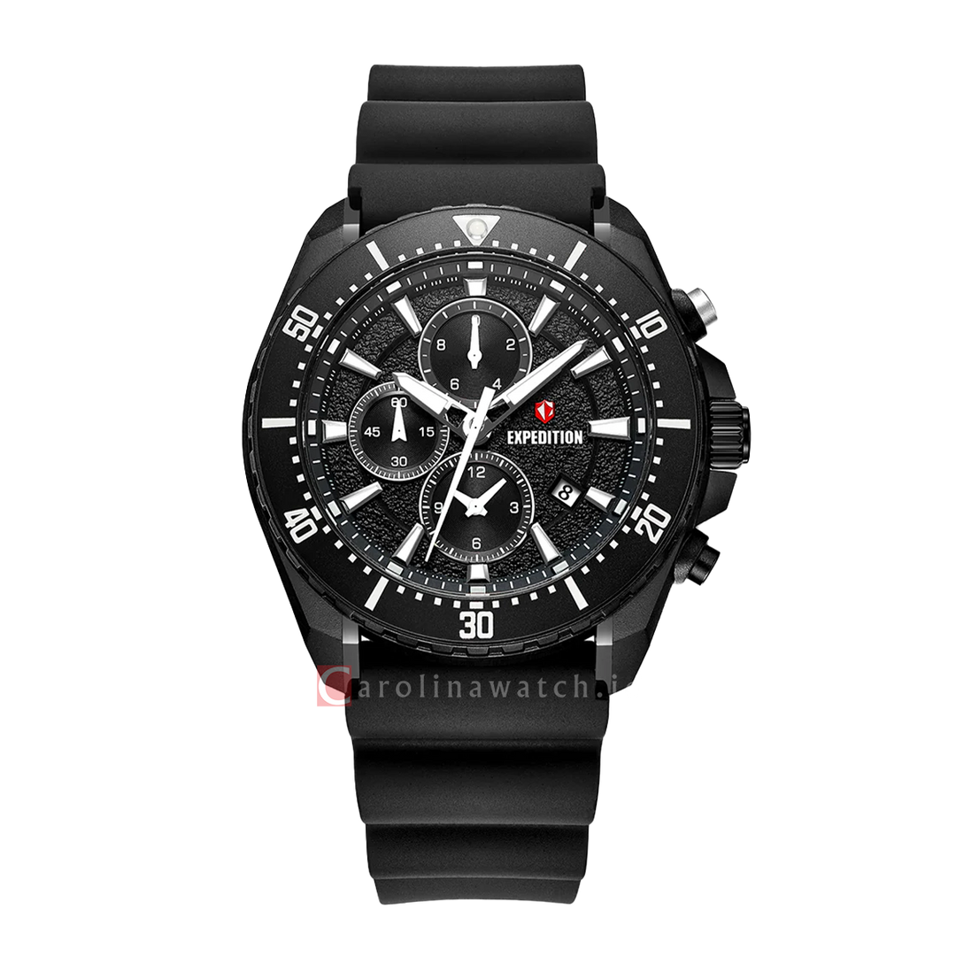 Jam Tangan S Expedition E 6869 MCRIPBA Men Black Dial Black Rubber Strap
