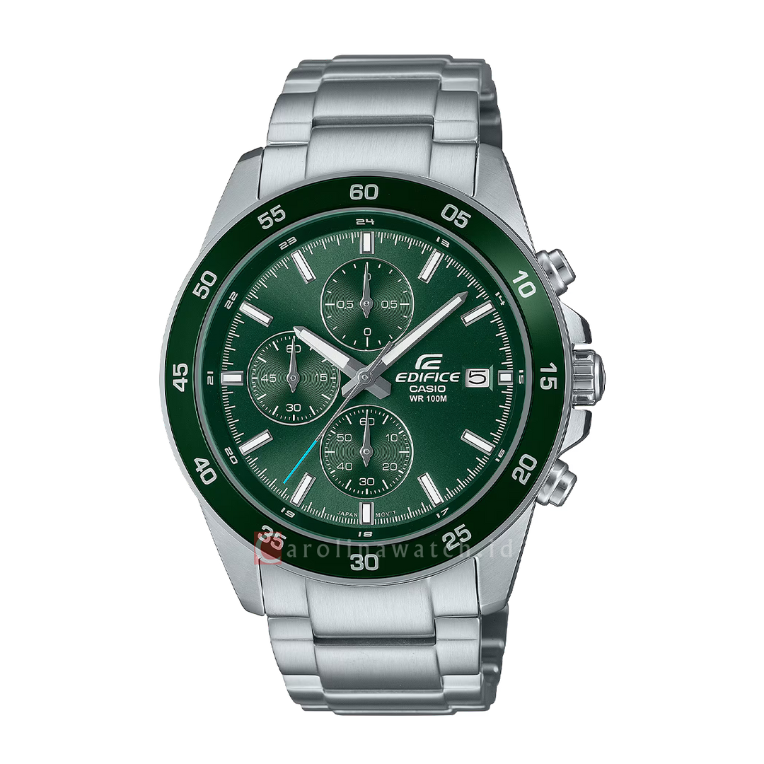 Jam Tangan Casio Edifice Standard Chronograph EFR-526D-3A Men Green Dial Stainless Steel Band