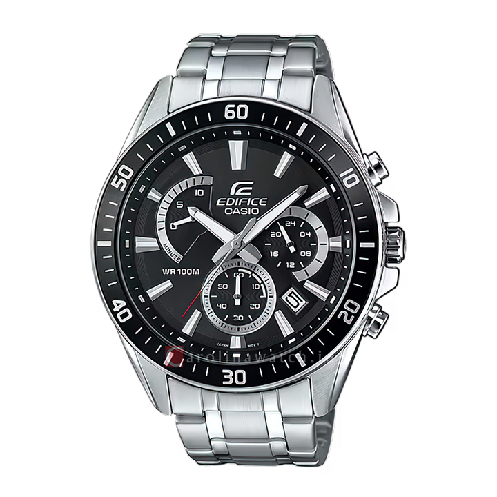 Jam Tangan Casio Edifice EFR-552D-1A Chronograph Men Black Dial Stainless Steel Band