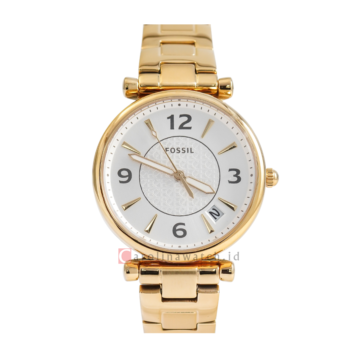 Jam Tangan Fossil Carlie ES5159 Women Silver Dial Gold Stainless