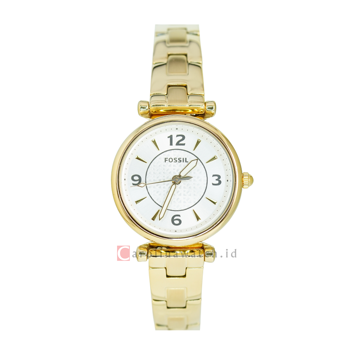 Jam Tangan Fossil Carlie ES5203 Women Silver Dial Gold Stainless
