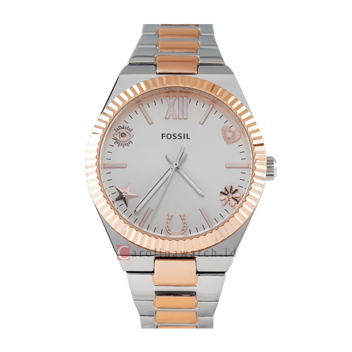 Jam Tangan Fossil Scarlette ES5261 Women Silver Dial Dual Tone