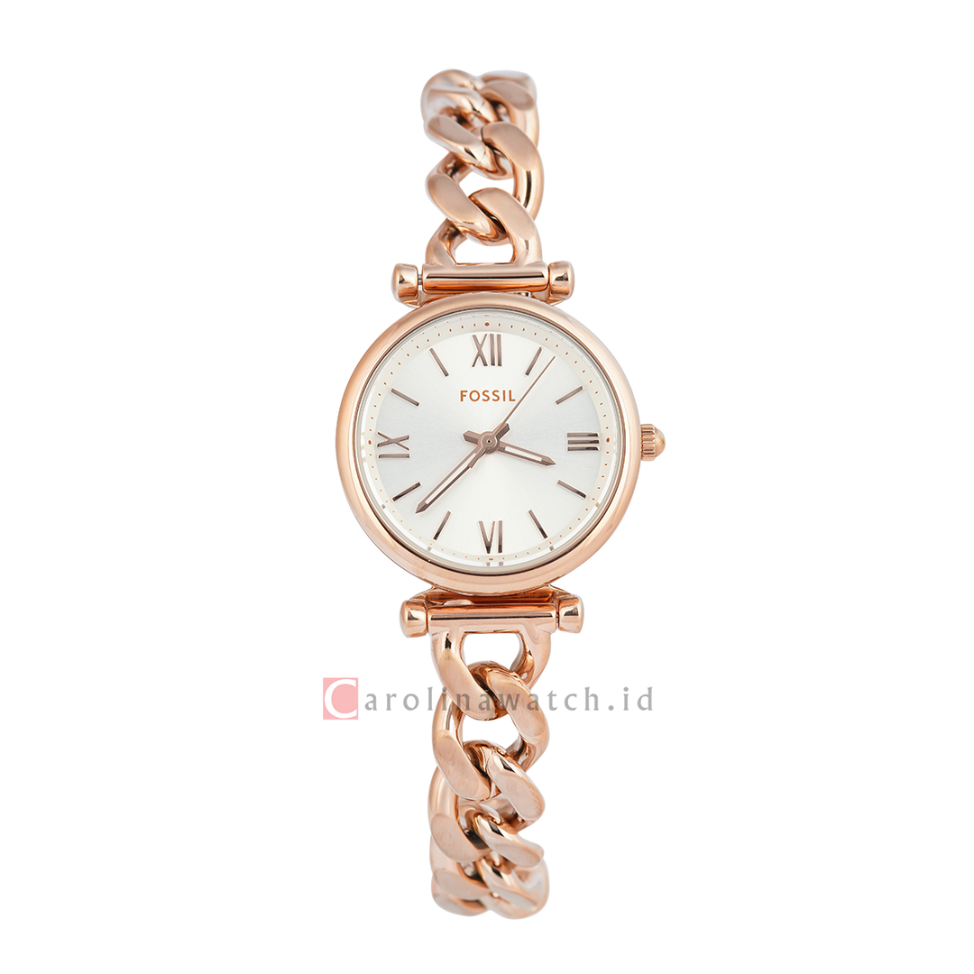 Jam Tangan Fossil Carlie ES5330 Women Silver Dial Rose Gold Stainless Steel Strap