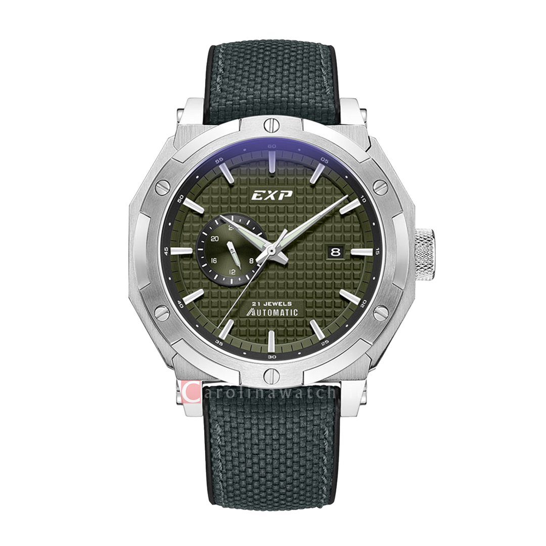 Jam Tangan Expedition EXP Chronograph EX 6385 BANSSGN Green Dial Black Canvas Strap