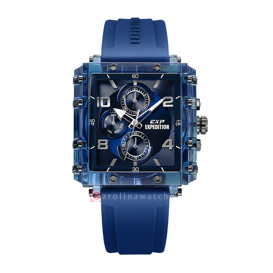 Jam Tangan Expedition EXP EX 6808 BFRIGBU Women Blue Dial Blue Rubber Strap