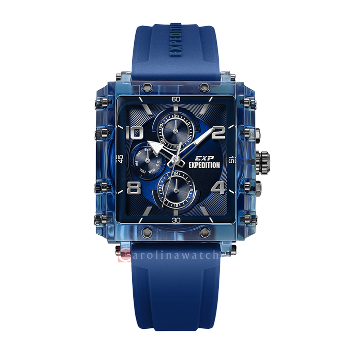 Jam Tangan Expedition EXP EX 6808 BFRIGBU Women Blue Dial Blue Rubber Strap