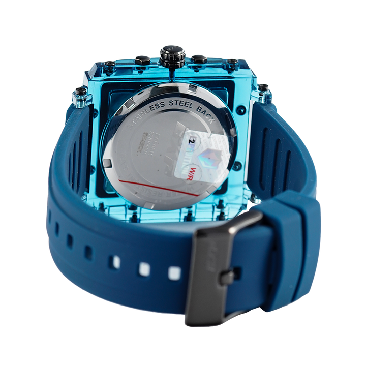 Jam Tangan EXP EX 6808 BFRIGBU Women Blue Dial Blue Rubber Strap