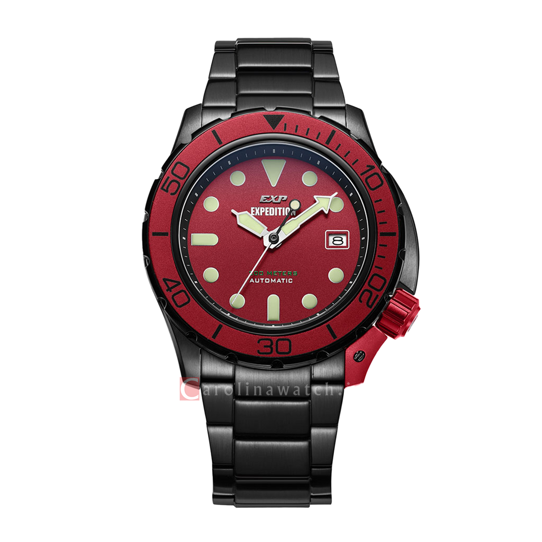 Jam Tangan Expedition EXP Sport EX 6809 MABIPRE Men Red Dial Black Stainless Steel Strap