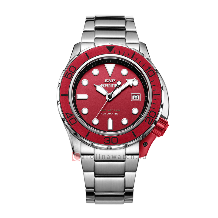 Jam Tangan Expedition EXP Sport EX 6809 MABSSRE Men Red Dial Stainless Steel Strap