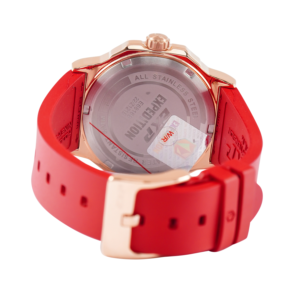 Jam Tangan Expedition EXP EX 6816 BFRRGRE Women Red Dial Red Rubber Strap