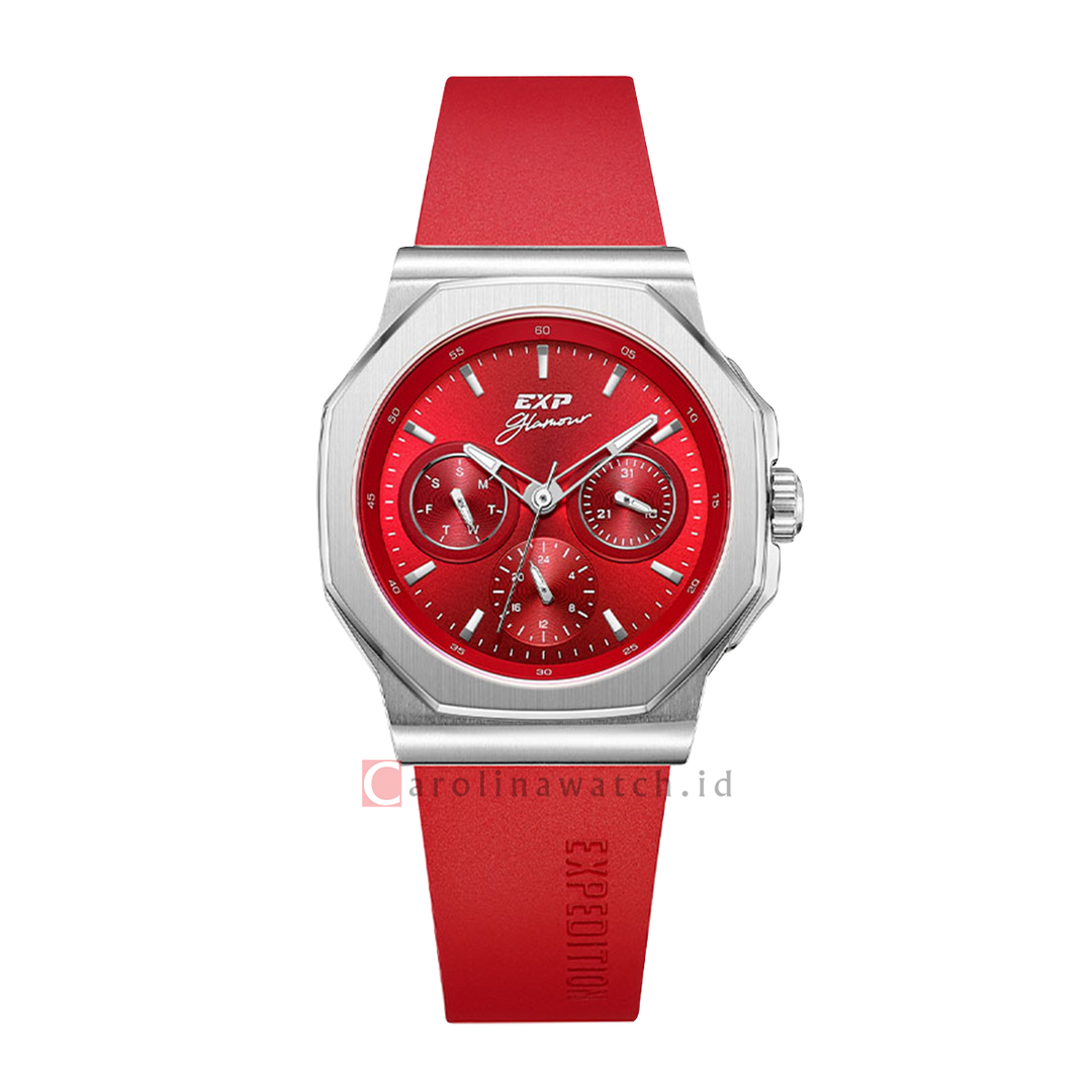 Jam Tangan Expedition EXP EX 6816 BFRSSRE Women Red Dial Red Rubber Strap
