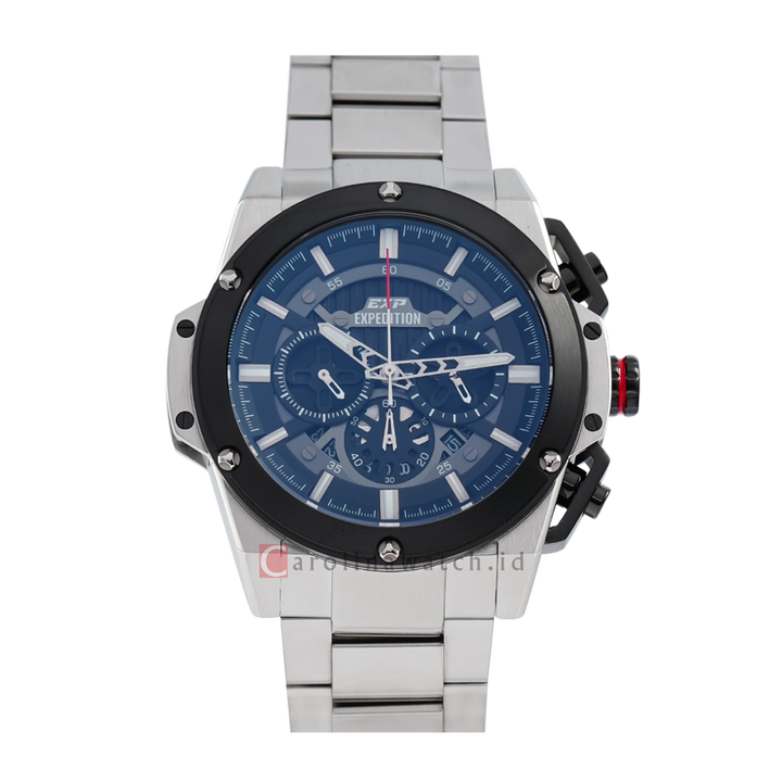 Jam Tangan Expedition EXP Chronograph EX 6830 MCBTBBA Men Blue Dial Stainless Steel Strap