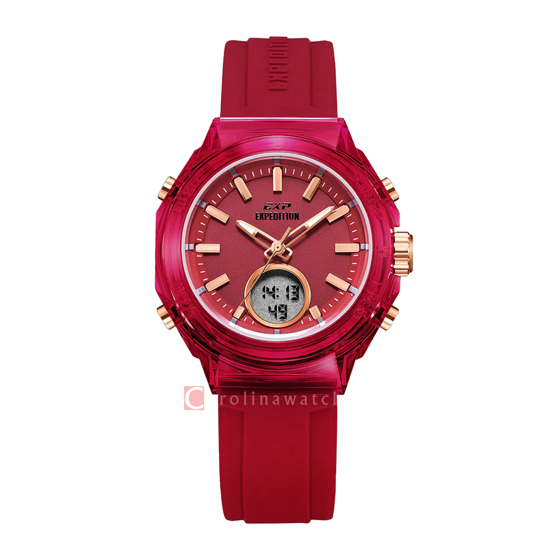 Jam Tangan Expedition EXP EX 6831 MHRRGRE Men Red Digital-Analog Dial Red Rubber Strap