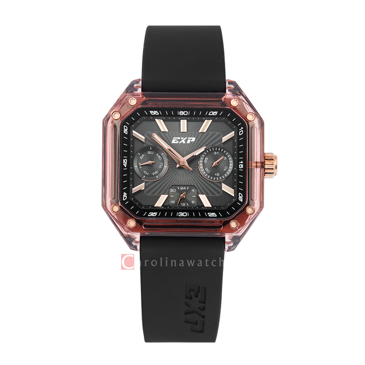 Jam Tangan Expedition EXP EX 6840 MFRRGBAPN Unisex  Black Dial Black Rubber Strap