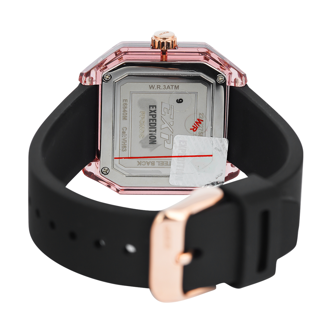 Jam Tangan Expedition EXP EX 6840 MFRRGBAPN Unisex  Black Dial Black Rubber Strap