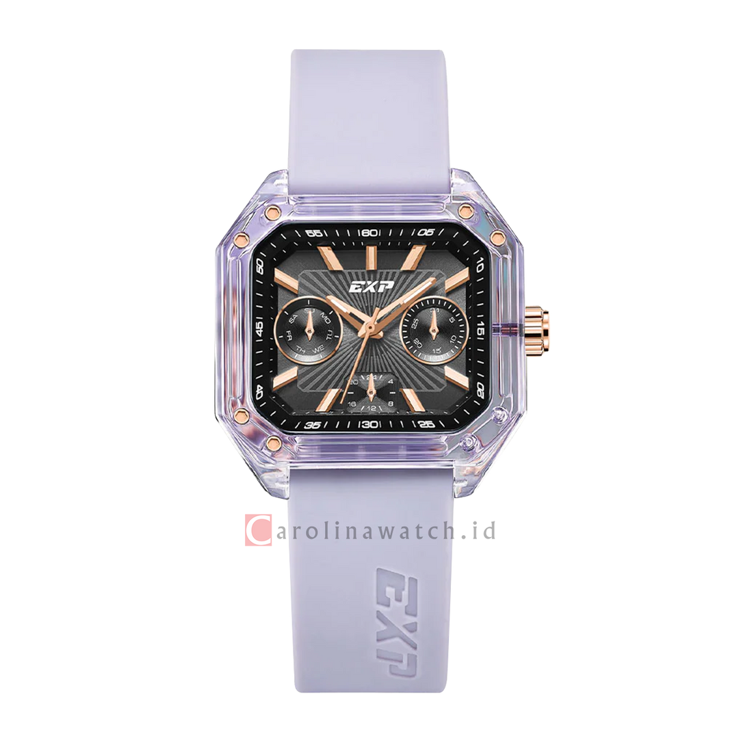 Jam Tangan Expedition EXP EX 6840 MFRRGBAPU Unisex Men Black Dial Purple Rubber Strap