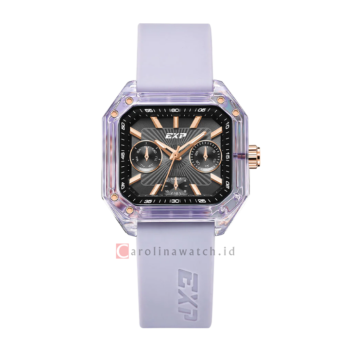 Jam Tangan Expedition EXP EX 6840 MFRRGBAPU Unisex Men Black Dial Purple Rubber Strap