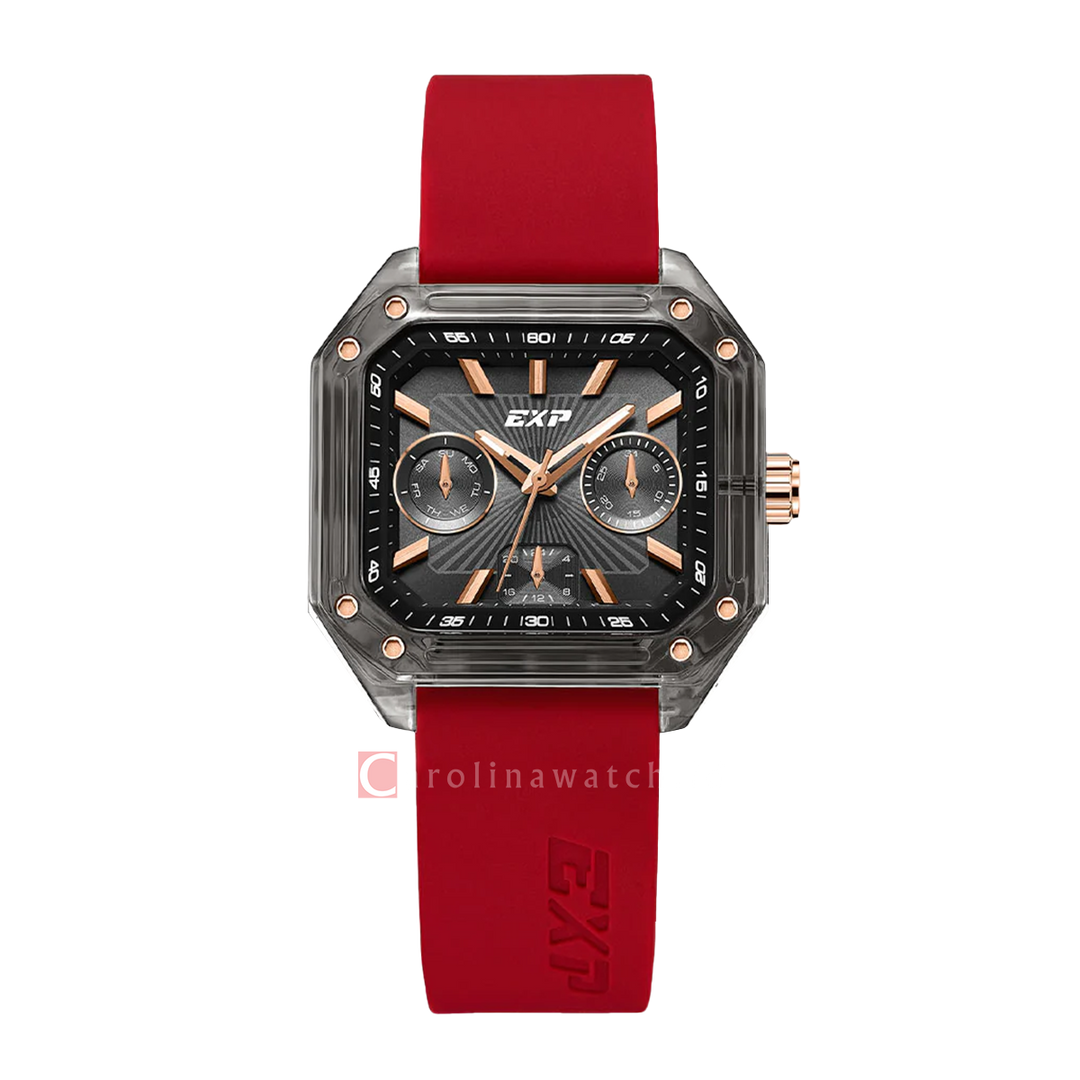 Jam Tangan Expedition EXP EX 6840 MFRRGBARE Unisex Black Dial Red Rubber Strap