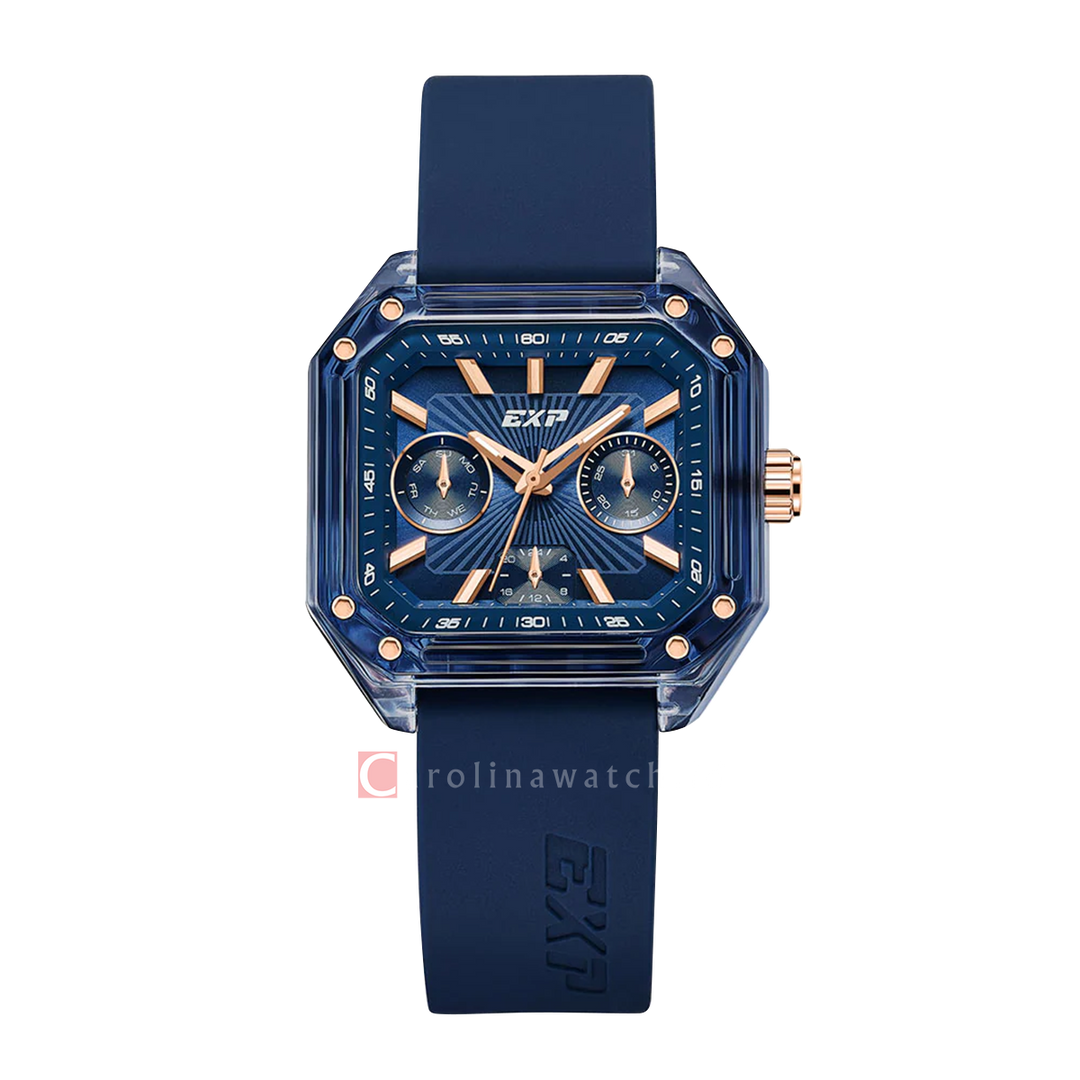 Jam Tangan Expedition EXP EX 6840 MFRRGBU Unisex Black Dial Blue Rubber Strap