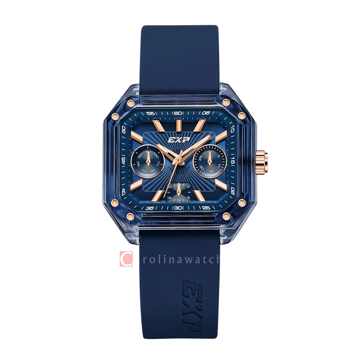 Jam Tangan Expedition EXP EX 6840 MFRRGBU Unisex Black Dial Blue Rubber Strap