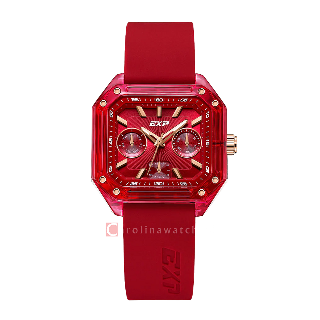 Jam Tangan Expedition EXP EX 6840 MFRRGRE Women Red Dial Red Rubber Strap