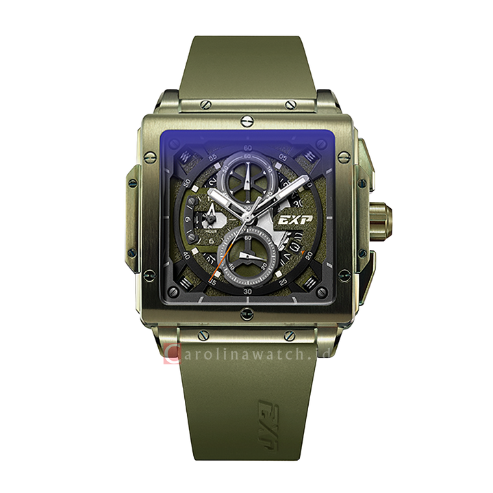 Jam Tangan Expedition EXP Chronograph EX 6844 MCRGNGN Men Olive Green Dial Olive Green Rubber Strap