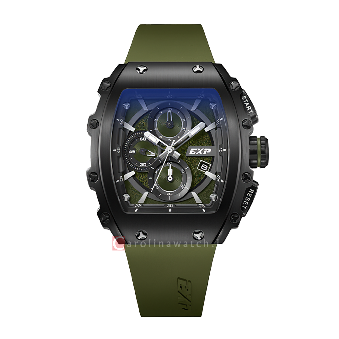 Jam Tangan Expedition EXP Chronograph EX 6846 MCRIGGN Men Olive Green Dial Olive Green Rubber Strap