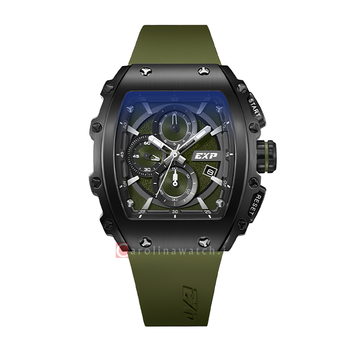 Jam Tangan Expedition EXP Chronograph EX 6846 MCRIGGN Men Olive Green Dial Olive Green Rubber Strap