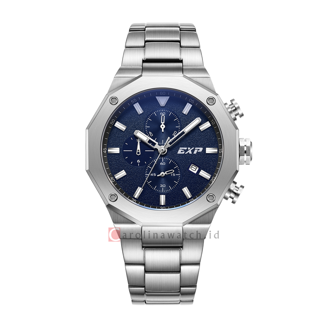 Jam Tangan Expedition EXP Chronograph EX 6849 MCBSSBU Men Blue Dial Stainless Steel Strap