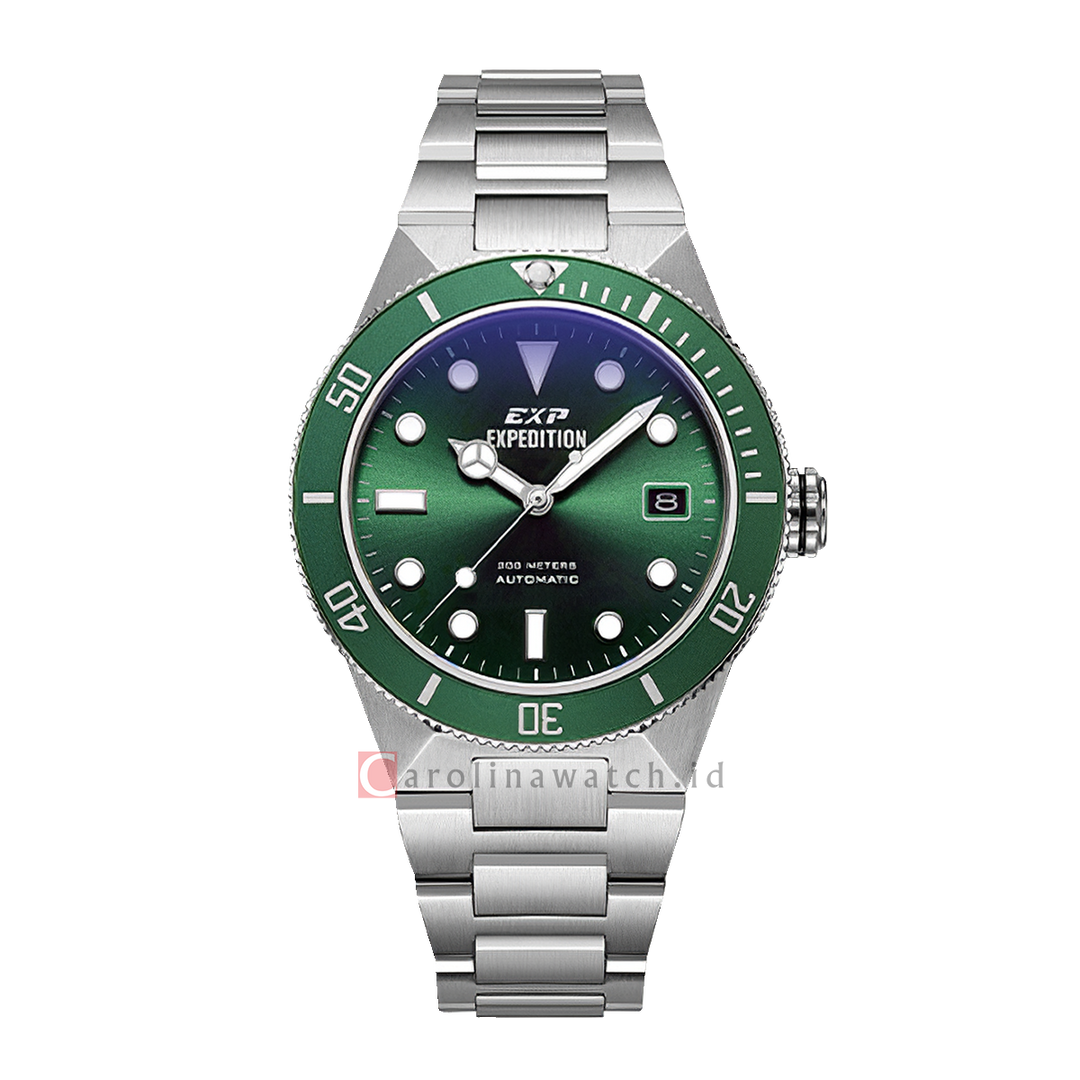 Jam Tangan Expedition EXP EX 6851 MABSSGN Men Green Dial Stainless Steel Strap