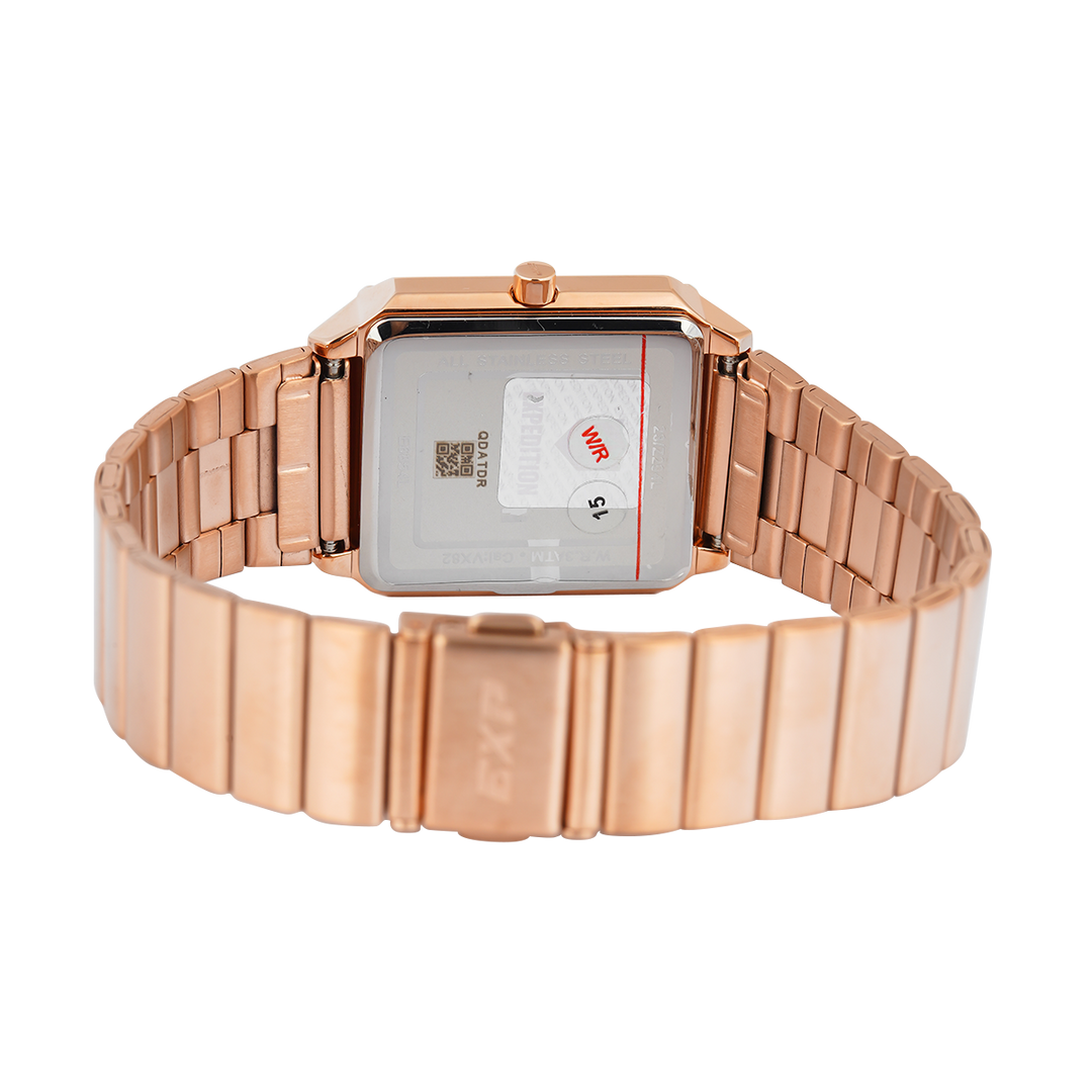 Jam Tangan Expedition EXP EX 6854 LDBRGRE Women Red Dial Rose Gold Stainless Steel Strap