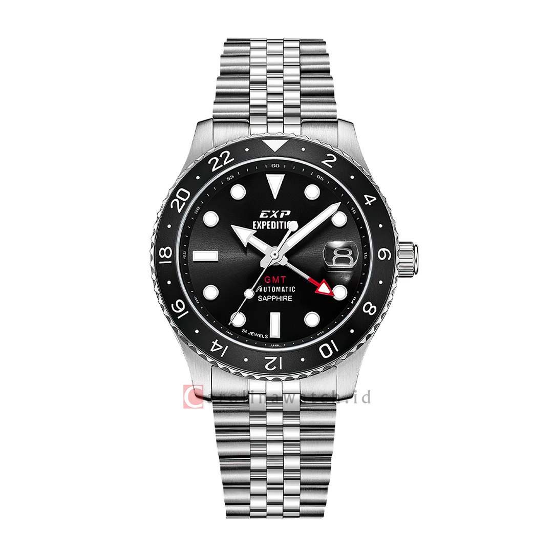 Jam Tangan Expedition EXP EX 6862 MABSSBA Men Black Dial Stainless Steel Strap