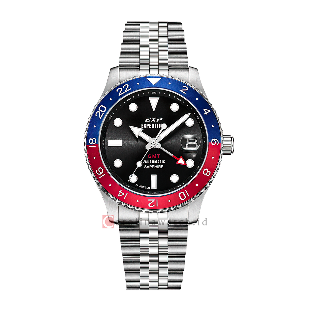 Jam Tangan Expedition EXP EX 6862 MABSSBARE Men Black Dial Stainless Steel Strap