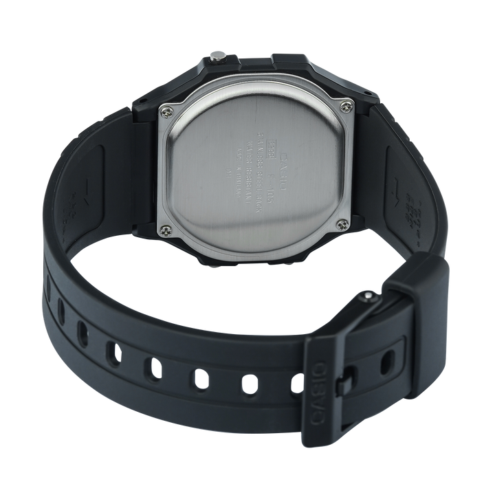 Jam Tangan Casio General F-105W-1A Unisex Digital Dial Black Resin Band