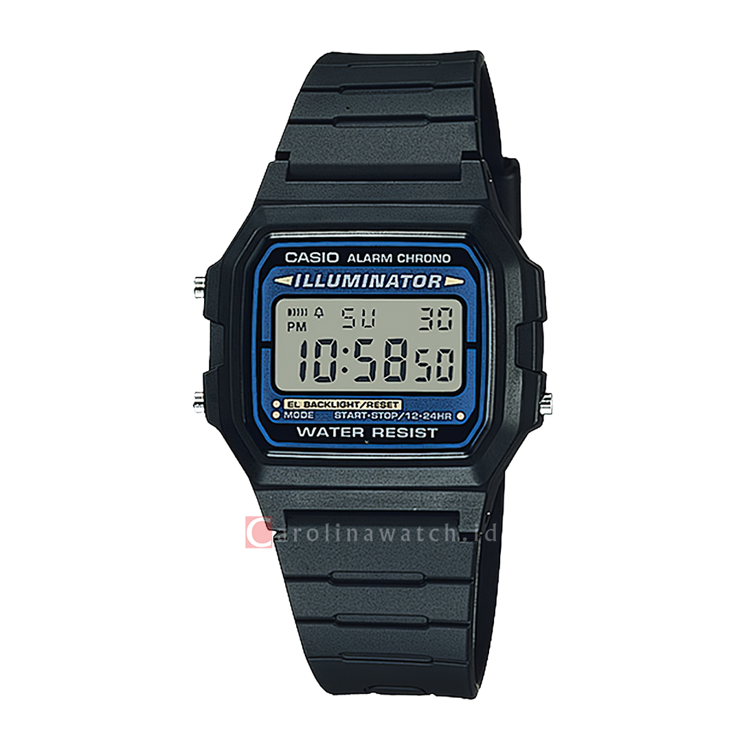 Jam Tangan Casio General F-105W-1A Unisex Digital Dial Black Resin Band