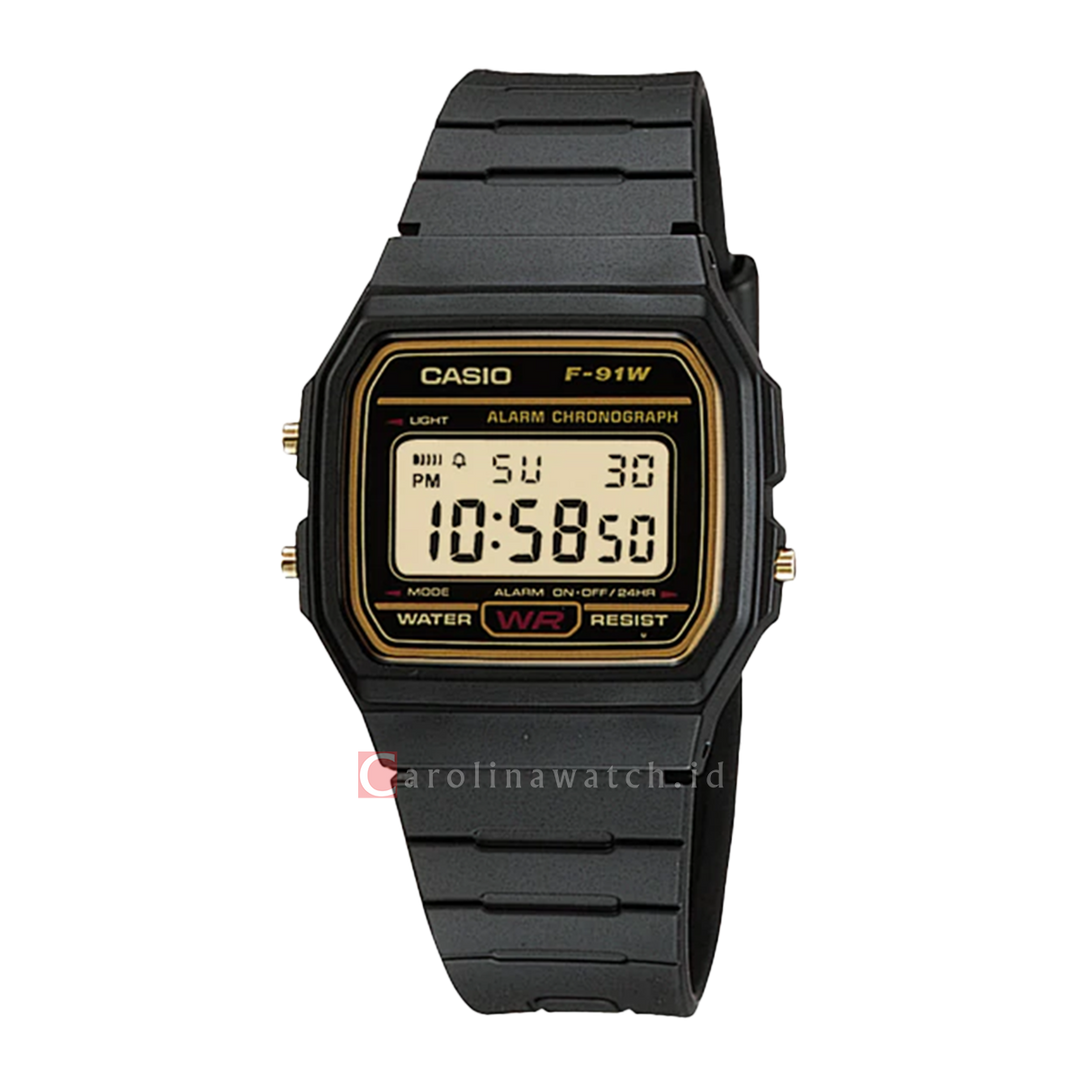 Jam Tangan Casio F-91WG-9Q Unisex Digital Dial Black Resin Band