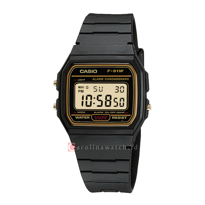 Jam Tangan Casio F-91WG-9Q Unisex Digital Dial Black Resin Band