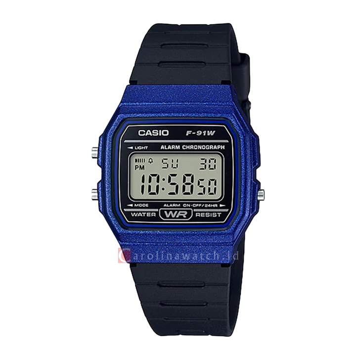 Jam Tangan Casio F-91WM-2A Unisex Digital Dial Black Resin Band