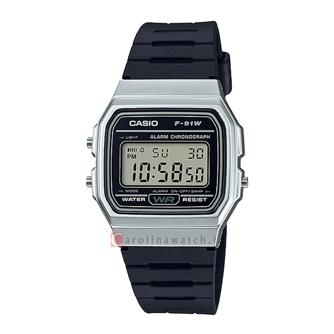 Jam Tangan Casio General F-91WM-7A Unisex Vintage Series Digital Dial Black Resin Strap