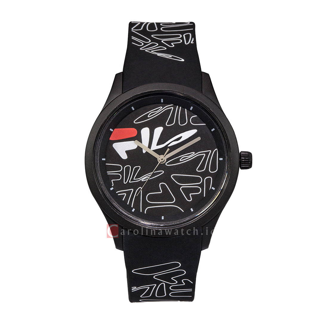 Jam Tangan FILA FL38129-202 Unisex Black White Pattern Dial Black Rubber Strap