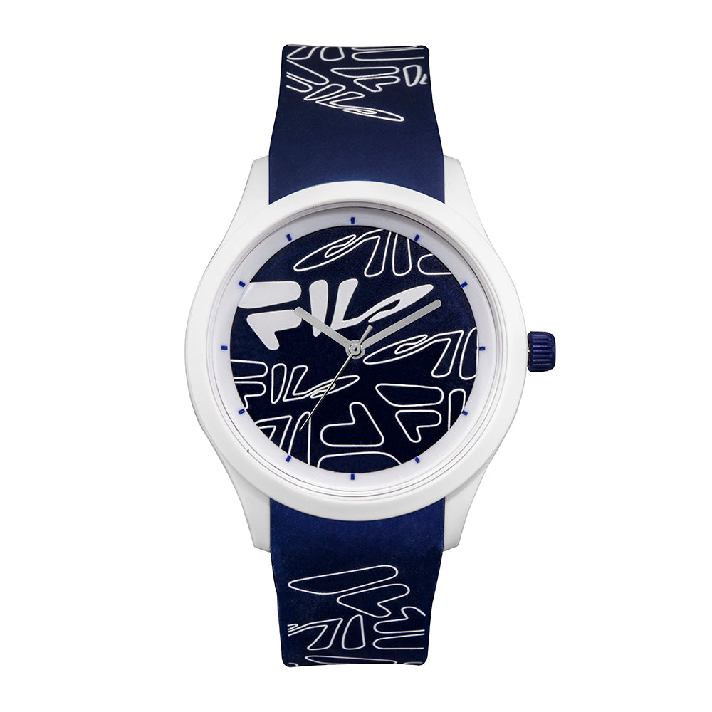 Jam Tangan FILA FL38129-203 Unisex Blue Navy White Pattern Dial Blue Navy Rubber Strap