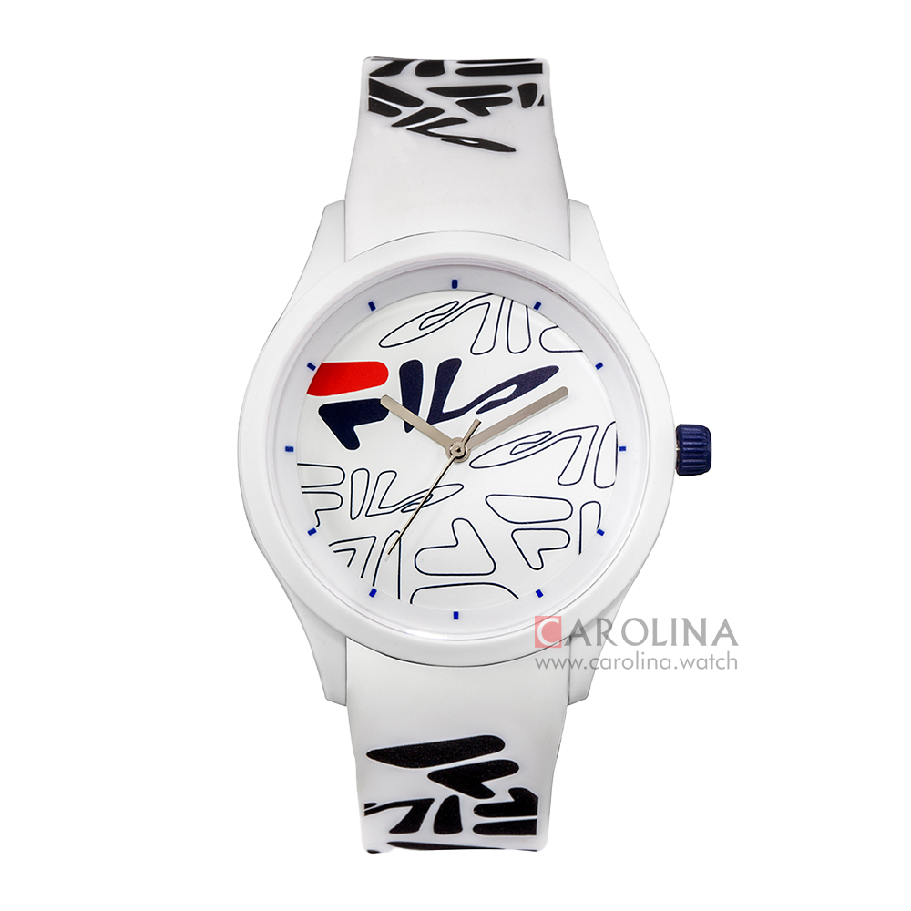 Jam Tangan FILA FL38129-204 Unisex White Black Pattern Dial White Rubber Strap