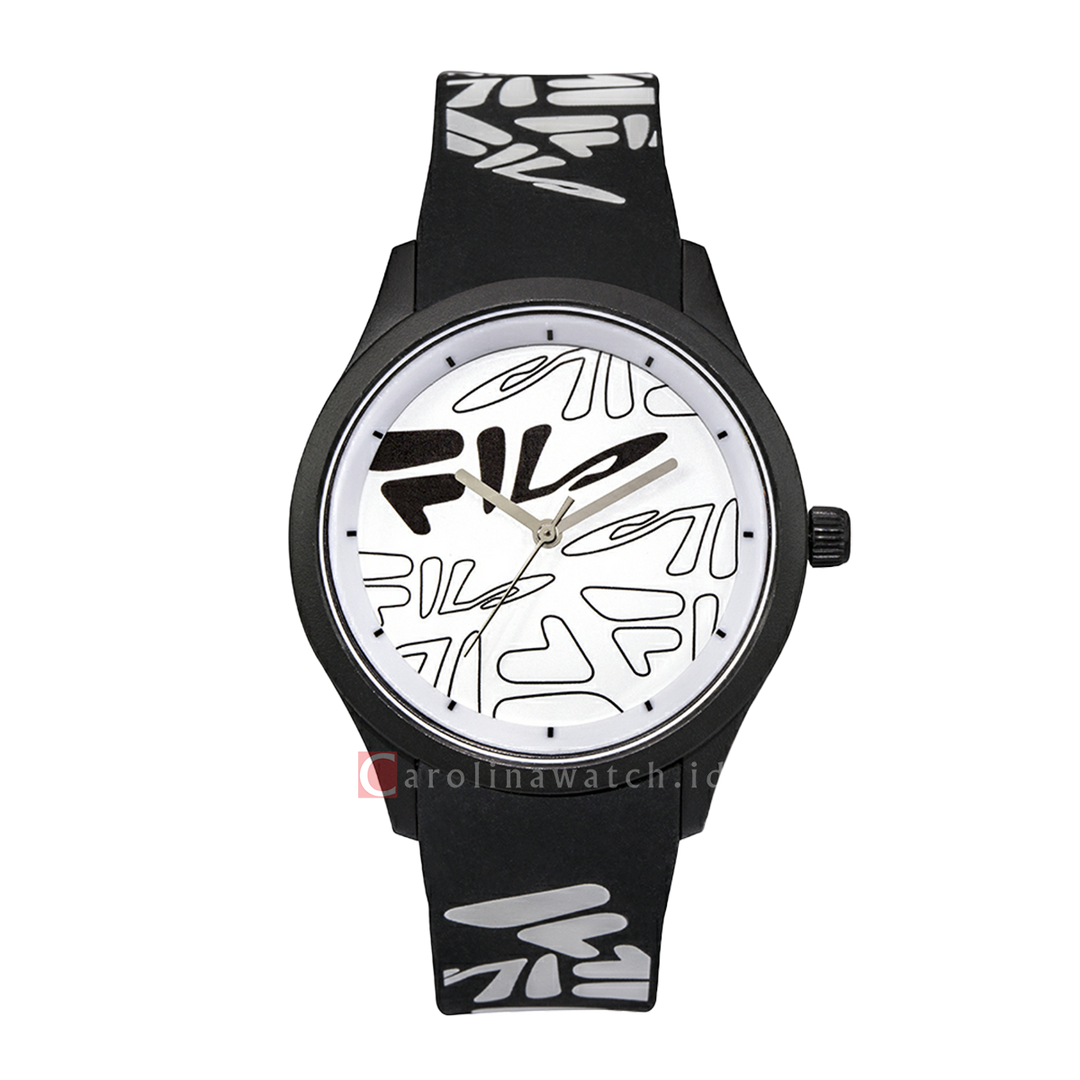 Jam Tangan FILA FL38129-205 Unisex White Black Pattern Dial Black Rubber Strap