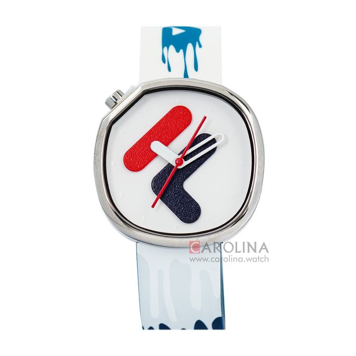 Jam Tangan FILA FL38162-302 Unisex White Dial White Blue Rubber Strap