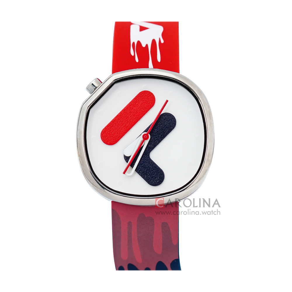 Jam Tangan FILA FL38162-303 Unisex White Dial Red Blue Rubber Strap