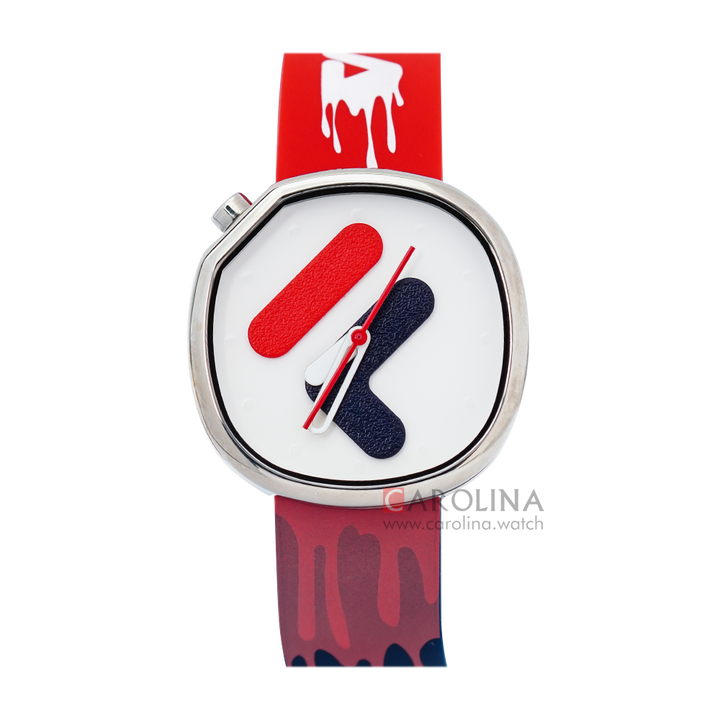 Jam Tangan FILA FL38162-303 Unisex White Dial Red Blue Rubber Strap