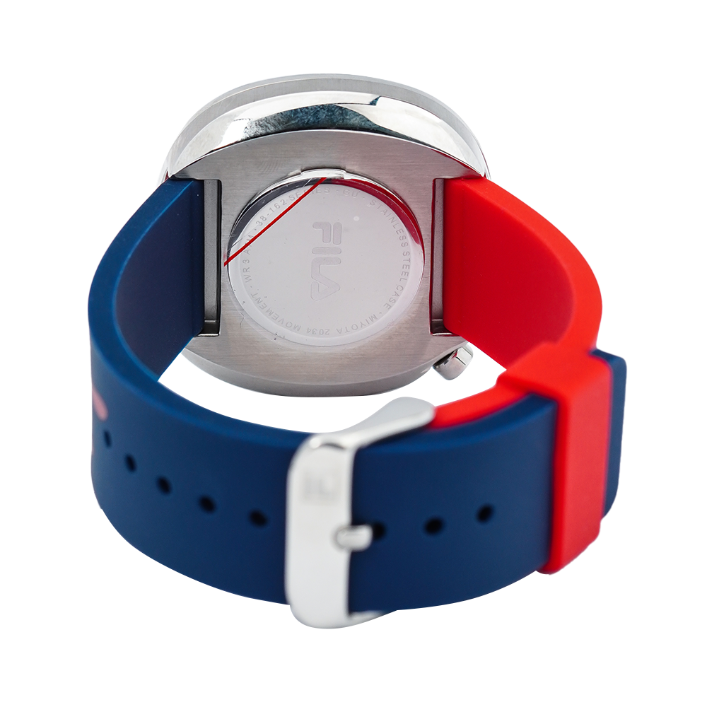 Jam Tangan FILA FL38162-303 Unisex White Dial Red Blue Rubber Strap