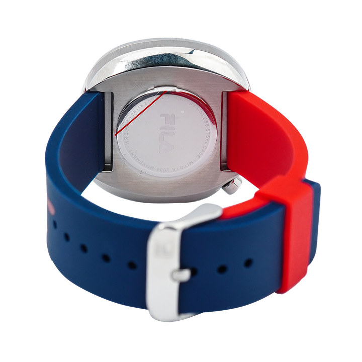 Jam Tangan FILA FL38162-303 Unisex White Dial Red Blue Rubber Strap