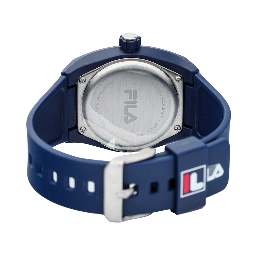 Jam Tangan FILA FL38180-001 Unisex White Dial Blue Rubber Strap